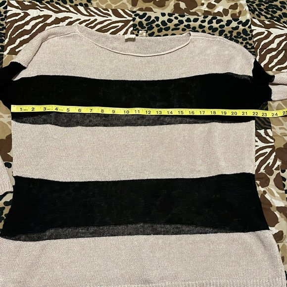 The Fisher Project organic linen tan and black striped sweater - Picture 4 of 10